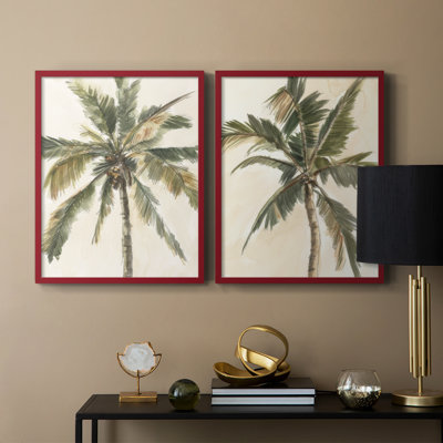«Antique Watercolor Palm Study I», reproduction encadrée de qualité supérieure - prête à être accrochée - aucun clou requis - aucun clou requis