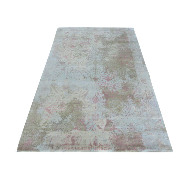 Tapis de zone one-of-kind noué la beige/rose 6 pi 1 po x 9 pi 3 po