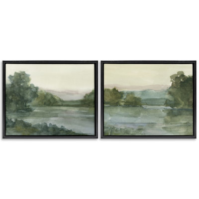 Mountain Views in Muted Tones 2 Piece  Floater Canvas Set, design by Ethan Harper
