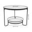Table de bout ronde moderne à 2 niveaux, structure en métal et table d'appoint en verre trempé transparent, l 23,6 po x P 23,6 po x H 17,7 po-17516638