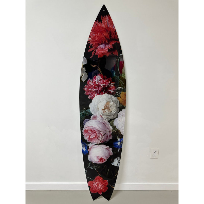 Art floral floral planche de surf acrylique foncé