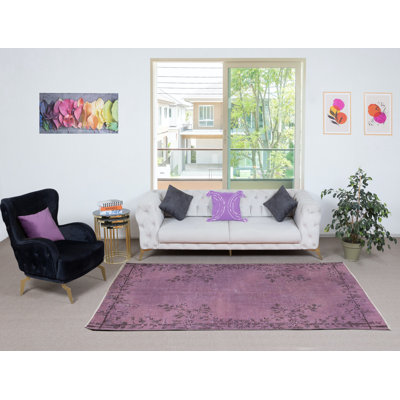 4.7x8.4 Ft Purple Color Handmade Area Rug from Turkey, Great 4 Modern Interiors