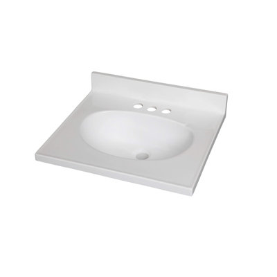 19" Single Bathroom Vanity Top in White with Sink