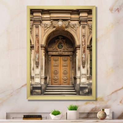Vieille porte en bois avec sculptures à Paris, France II sur toile