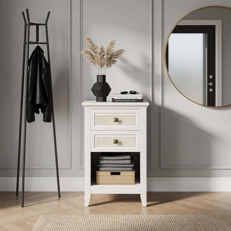 Ensemble de table de chevet en rotin Boho avec rangement intelligent pour petits espaces