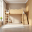 Lit mezzanine double avec tablettes de rangement et garde-robe, lits mezzanine en bois massif avec glissière amovible et échelles, aucune boîte à ressorts nécessaire