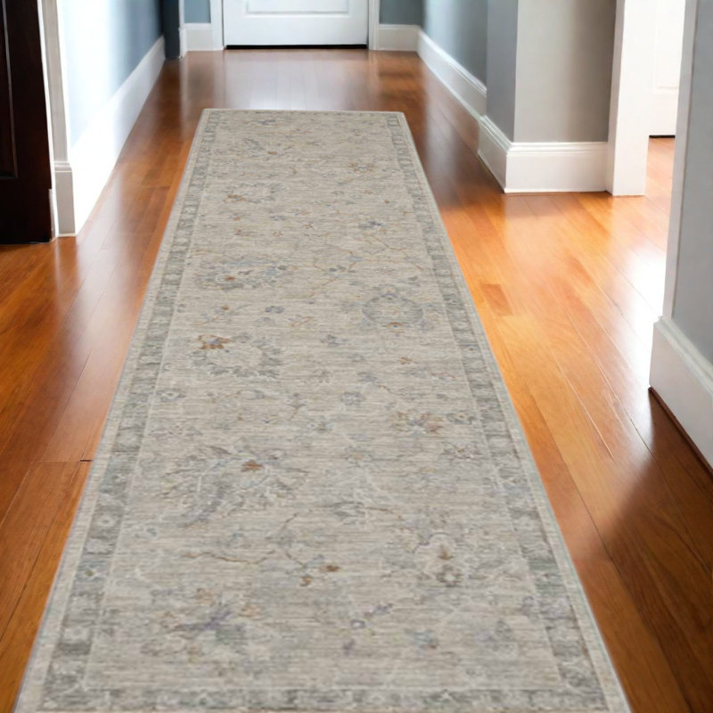 10' Gray Geometric Runner Rug