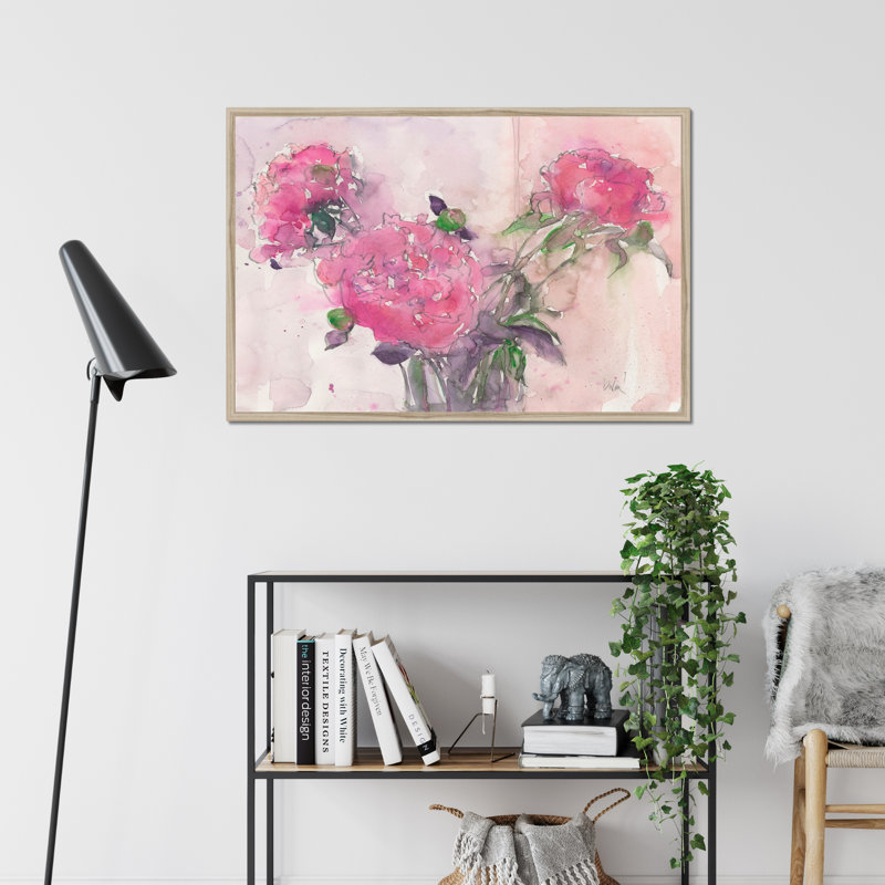 Something Floral I by Samuel Dixon - Painting, 24cm H x 34cm W, Natural Wood Framed Paper Print