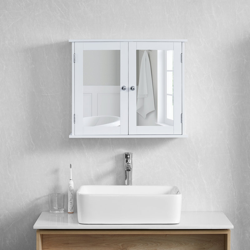 Milano 570mm x 470mm Surface Mount Mirror Cabinet, White
