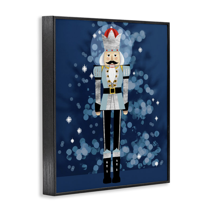 «Blue Holiday Nutcracker», art de la giclée encadrée par Grace Popp, Giclée encadrée noir minuit, H 20 po x l 16 po