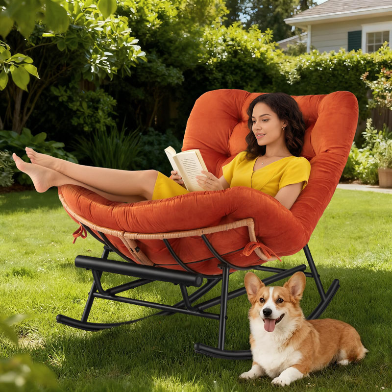 Ensemble de repose-pieds surdimensionné Papasan, Orange