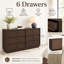 Commode 6 tiroirs 46,9 "de long en noyer foncé 6 tiroirs - panneau arrière uni-613153693