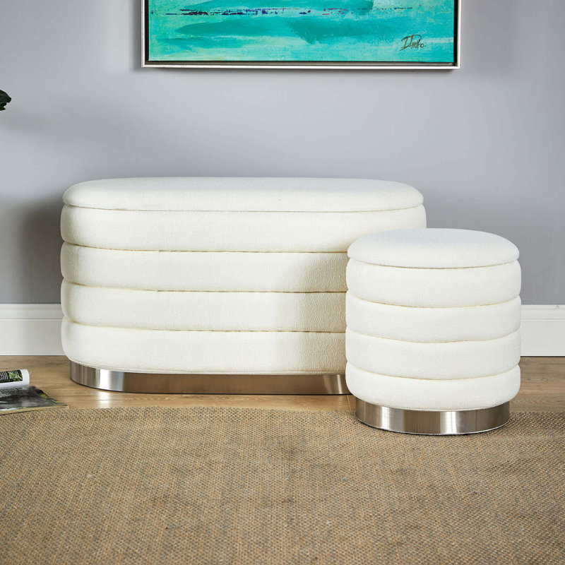 Adheen 80cm Wide No Pattern Standard Ottoman with Storage, White
