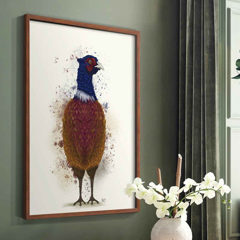 Pheasant Splash 3, reproduction encadrée - bois massif, Brun, H 14 po x l 11 po