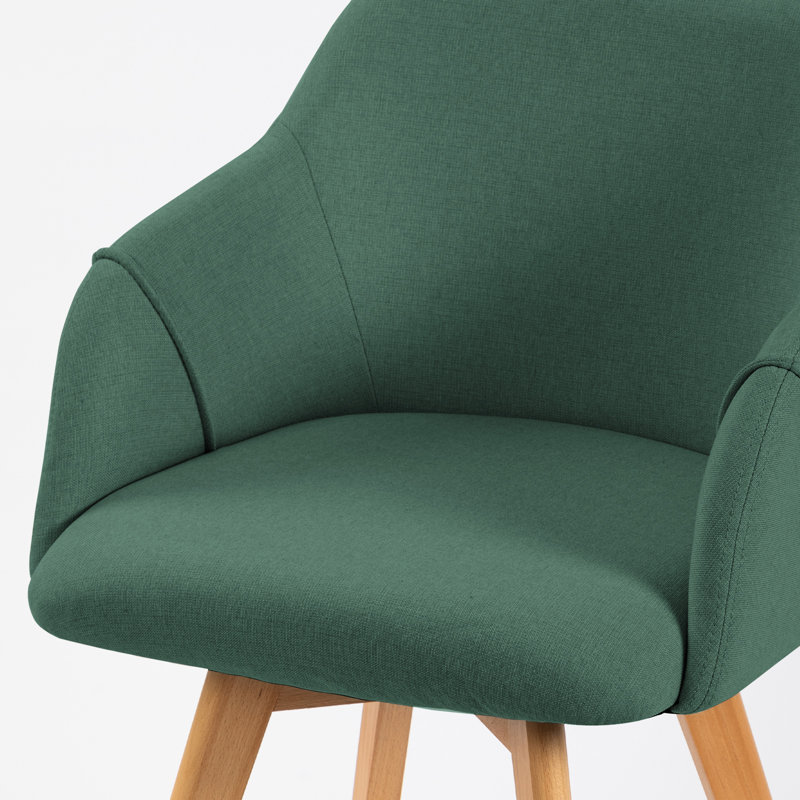 Fegan Swivel Linen Upholstered Back Side Chair, Green, 4
