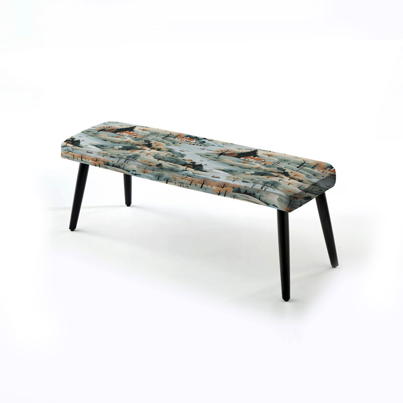 Paysage scandinave d'été - Banc rembourré floral noir
