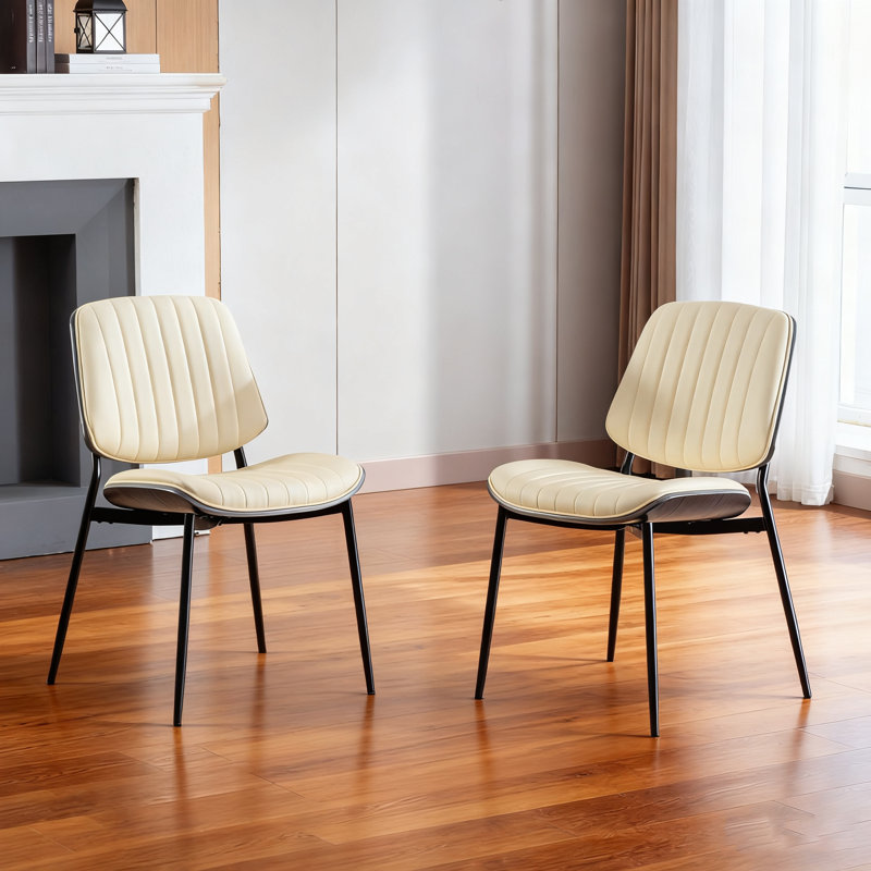 Chaises de salle à manger rembourrées Titus, Beige, 2
