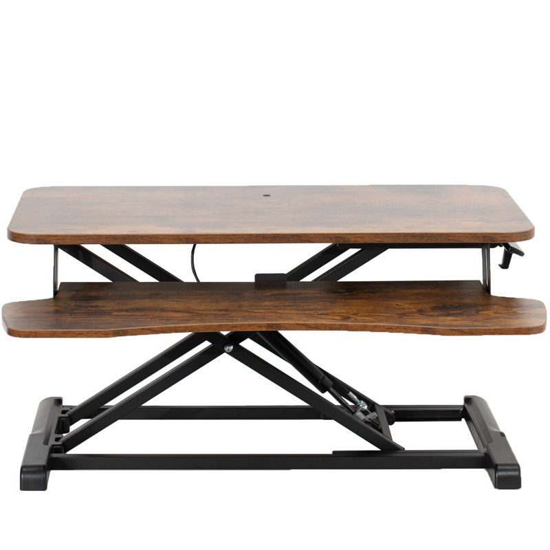 VIVO Height Adjustable Standing Desk Converter (DESK-V000K Series), Vintage Brown/Black, 32"