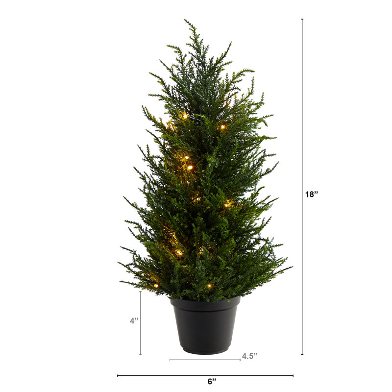 18'' Green Plastic Cypress Christmas Tree with LED Lights