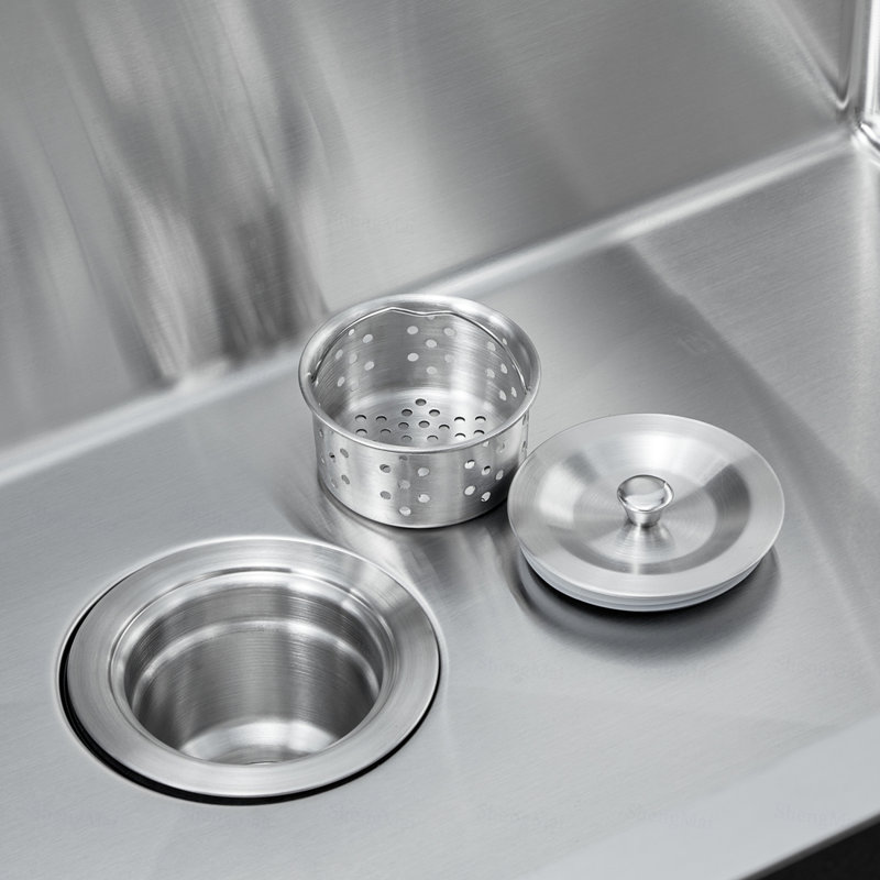 Barre d'évier de cuisine 25 po à cuve simple en acier inoxydable