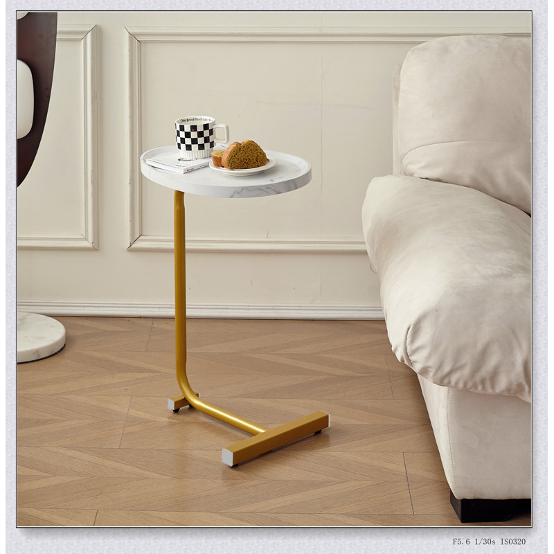 2-pieces C-shaped Side Table, C Shaped End Table, Side Table for Couch and Bed