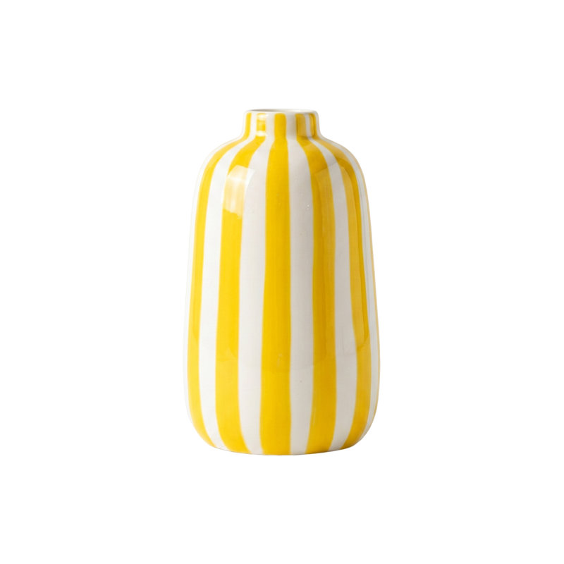 Vase décoratif à rayures jaunes, Jaune