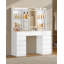 Dressing Table with Lighting, Adjustable Brightness, Vanity Desk with Mirror, Storage Behind the Mirror, Makeup Desk Vanity Table with 11 Drawers, 4 Shelves for Bedroom