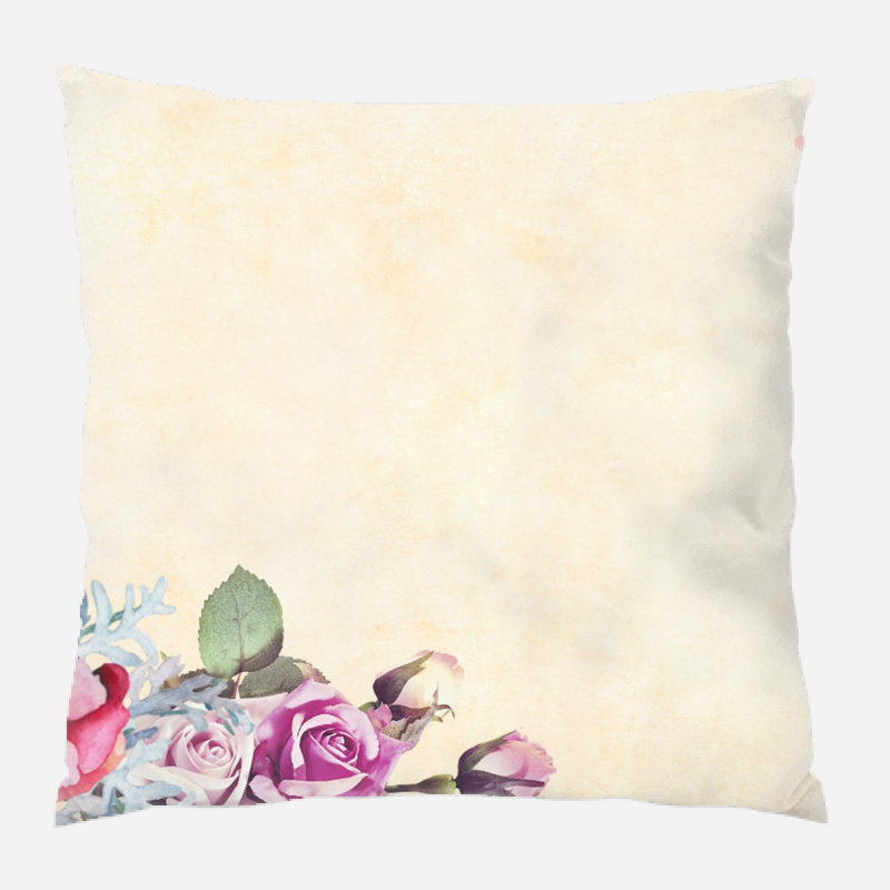 Coussin décoratif fleur Waltham, Microsuède, Intérieur