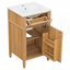 Meuble-lavabo en bois avec lavabo, pieds en bois massif, tablette réglable, tiroir inclinable et conception autoportante moderne pour les petites salles de bain