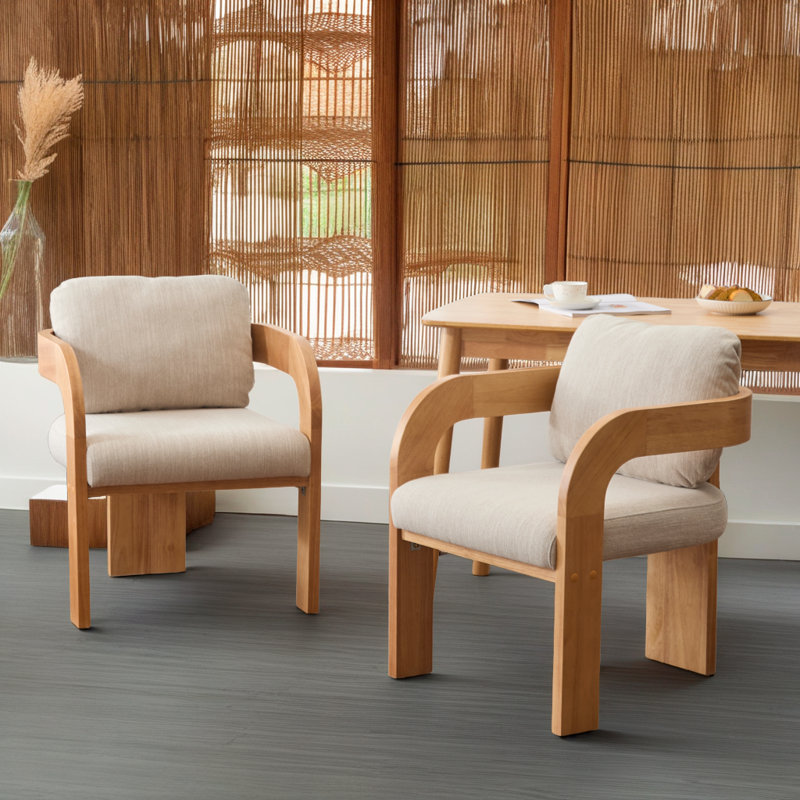 Ensemble de chaises Modern Boucle - structure en caoutchouc avec support ergonomique (ensemble de 2), Beige/noir