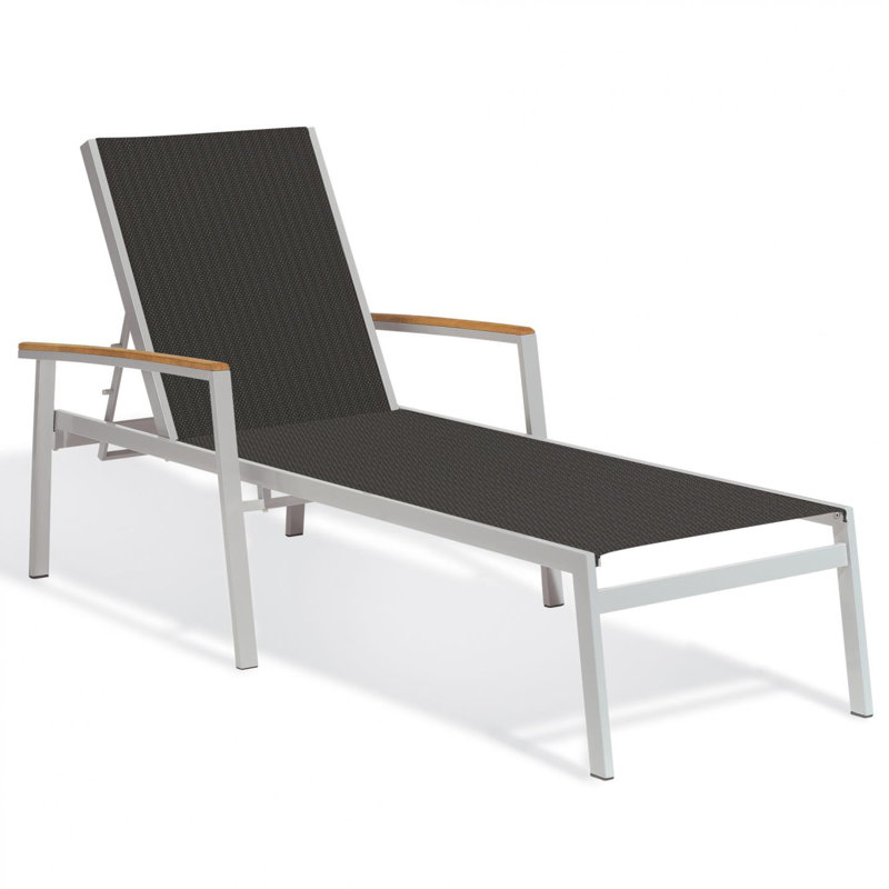 Travira Outdoor Chaise Lounge, Titanium Basketweave, Tekwood Vintage, Flint