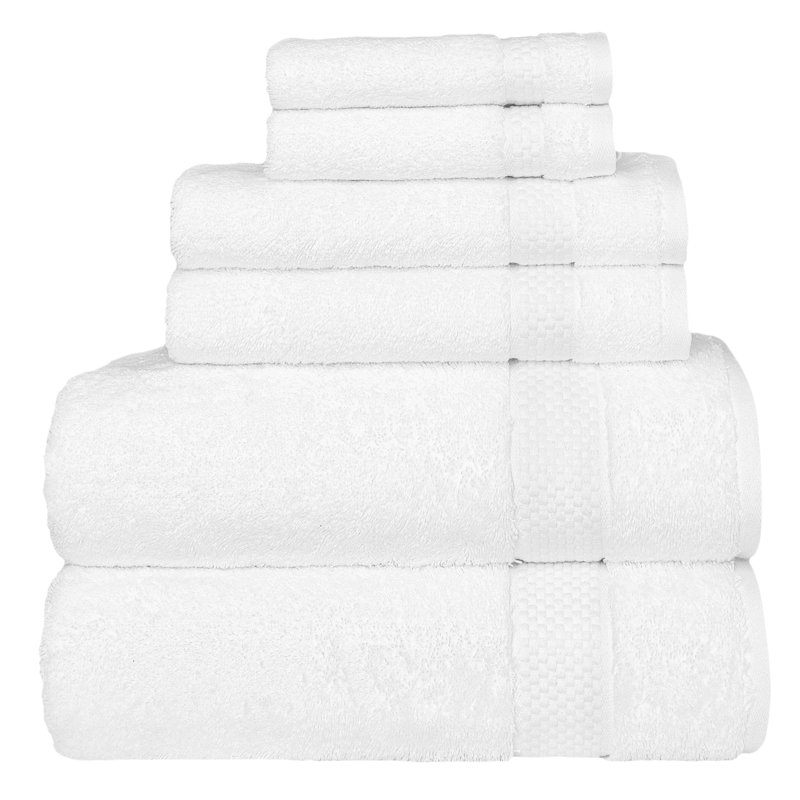 STARLIGHT 6 Piece Turkish Cotton Towel Set, White