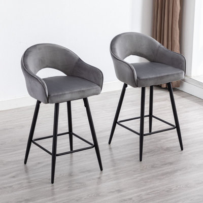 Swivel Upholstered Counter Stool with Metal Frame