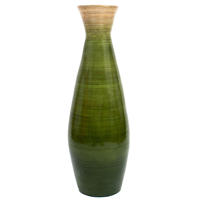 Vase de plancher en bambou, Vert, H 10,25 po x l 10,25 po x P 10,25 po