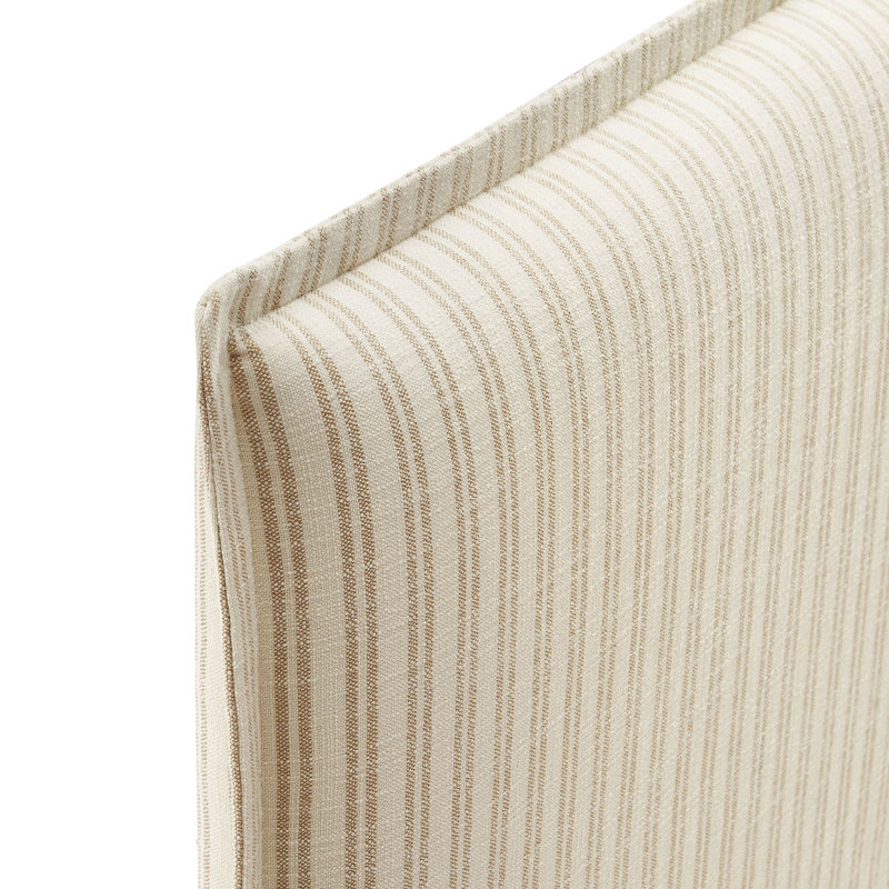 Bentleyville Striped Linen Blend Twin Size Headboard In Oatmeal Stripe, Twin, Ivory