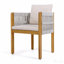 Ensemble de 2 chaises de salle à manger d'extérieur en bois d'acacia avec poignées en corde mélangées blanches, coussins lavables et imperméables beiges, capacité de 400 lb