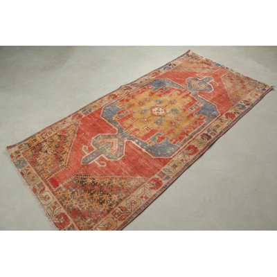 Handcrafted Turkish Avanos Rug in Vibrant Red for Living Room - Traditional Wool Area Rug Inspired by Vintage Beni Ourain Designs