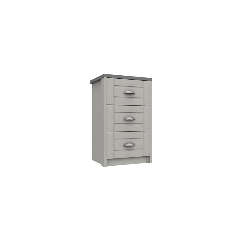 Newhaven 43.4cm W Manufactured Wood Bedside Table, Dust Grey/Light Grey