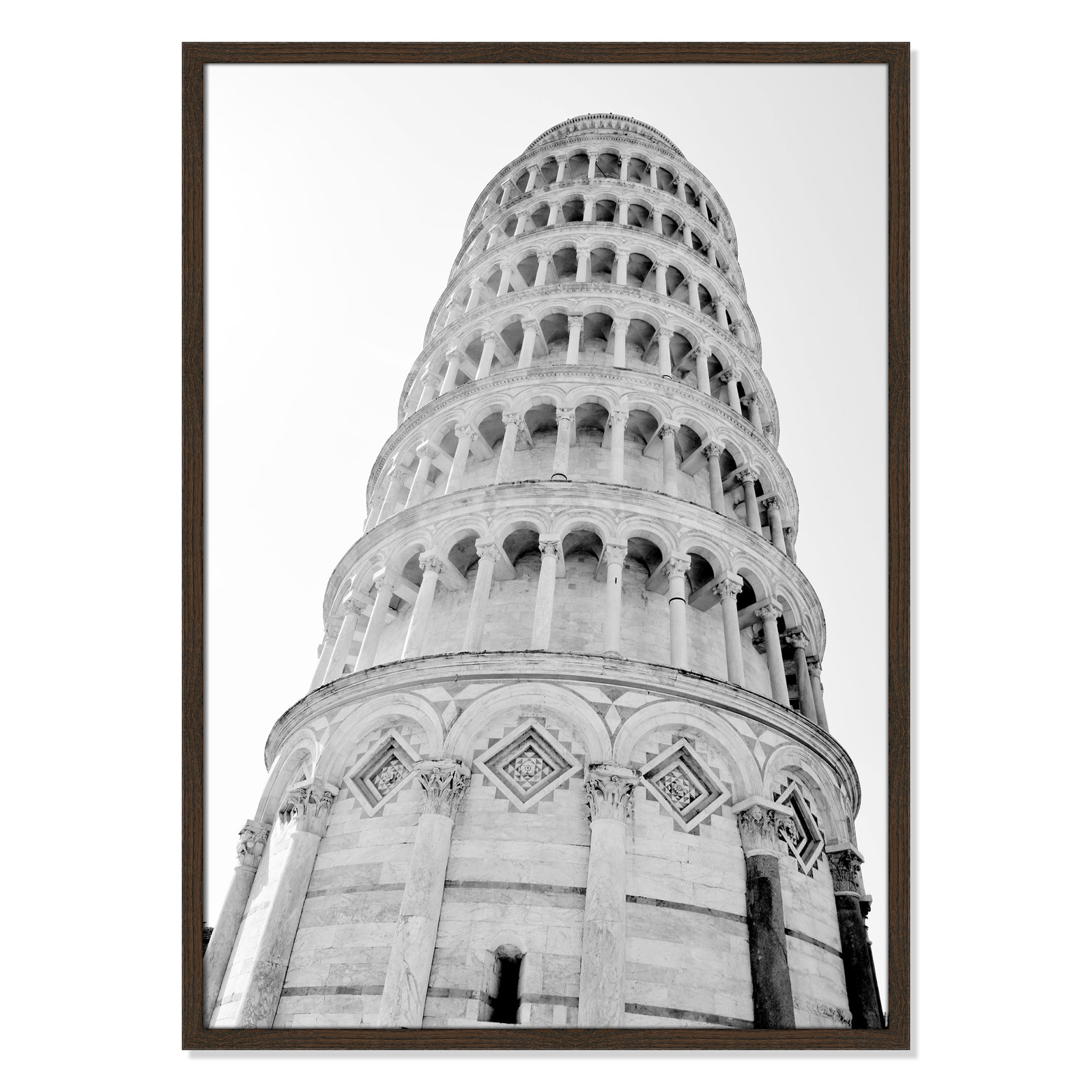 Iconic City Collection "Pisa" Print by Natalie Carpentieri, Walnut Single Picture Frame, No, 35.5" H x 25.5" W x 0.75" D