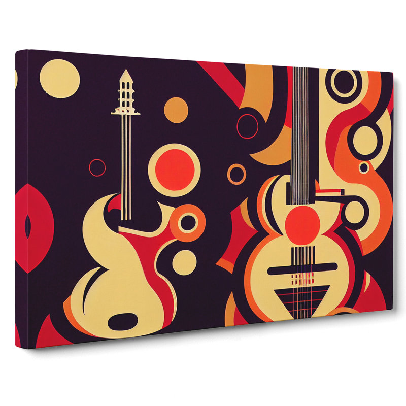 Deco Guitar - Wrapped Canvas, 50cm H x 76cm W x 3cm D