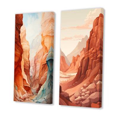 Canyon Canyon Scenery Minimalisme - Canyon, ensemble de 2 reproductions d'art sur toile