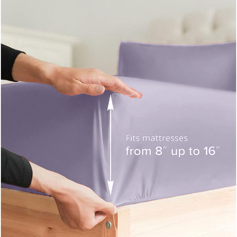  Ensemble de draps en rayonne de bambou 4 pièces Premium Luxury, Ensemble de draps pour lit simple avec deux taies , Lavande