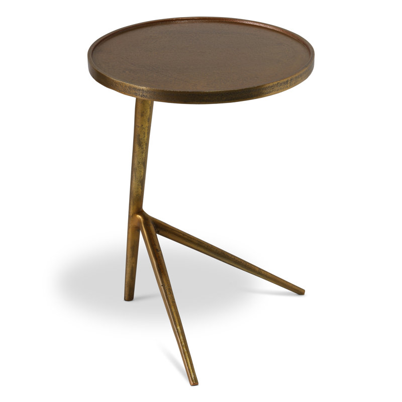 End Table, 22.5" H x 16.25" W x 16.25" D, Antique Brass