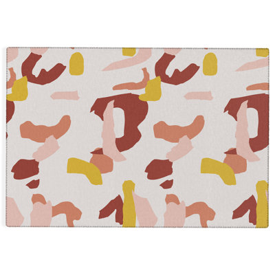 Tapis extérieur rectangulaire tissé à plat en polyester / chenille rose / rouge Drobman