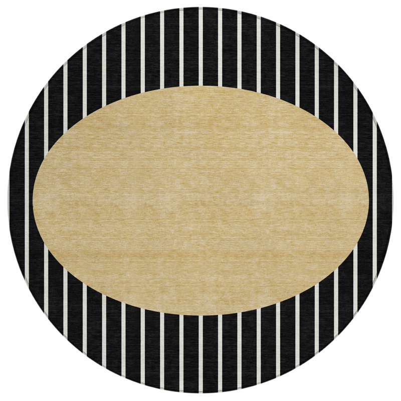 Tapis noir rond 8 po