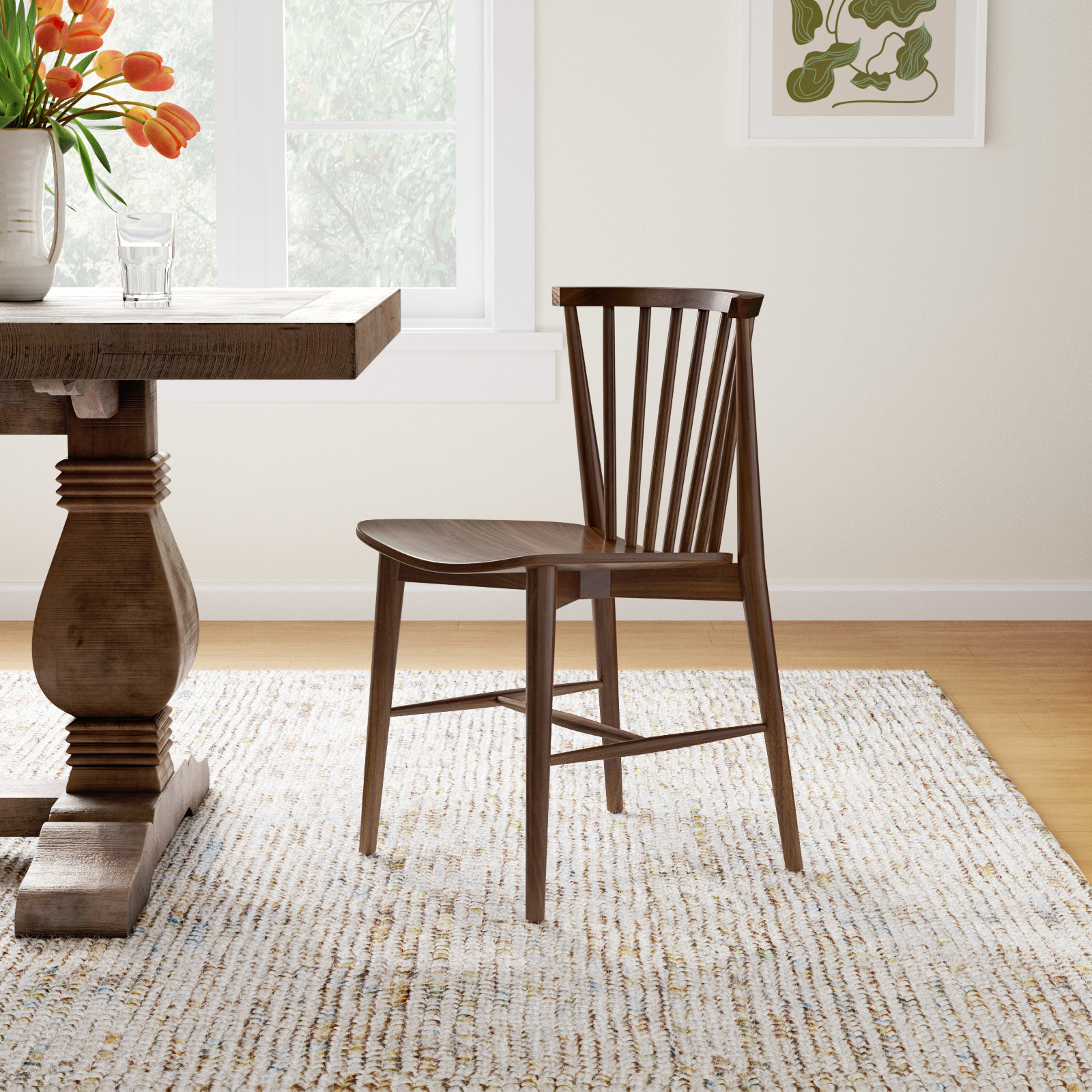  Slat Back Dining Chair, Walnut