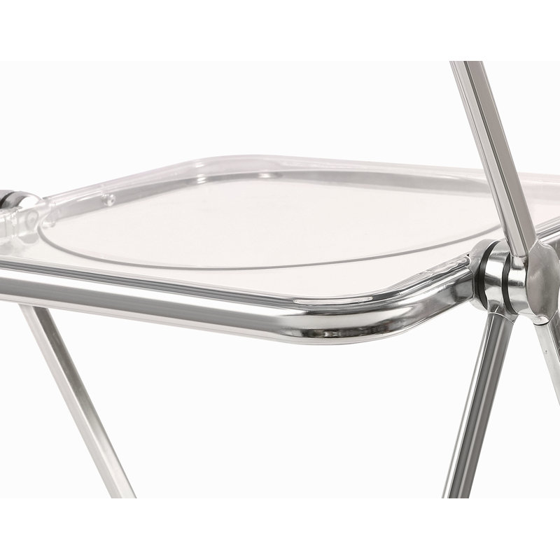 Chaises pliantes transparentes-Chaise fantôme empilable en cristal empilable-Siège de salon en plastique PC-Structure chromée et chaise pliante en acrylique Fo-O-Transparent