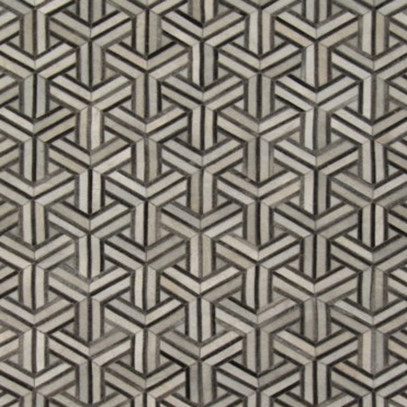 Cowhide Geometric Area Rug in Black/Gray, Square 6'