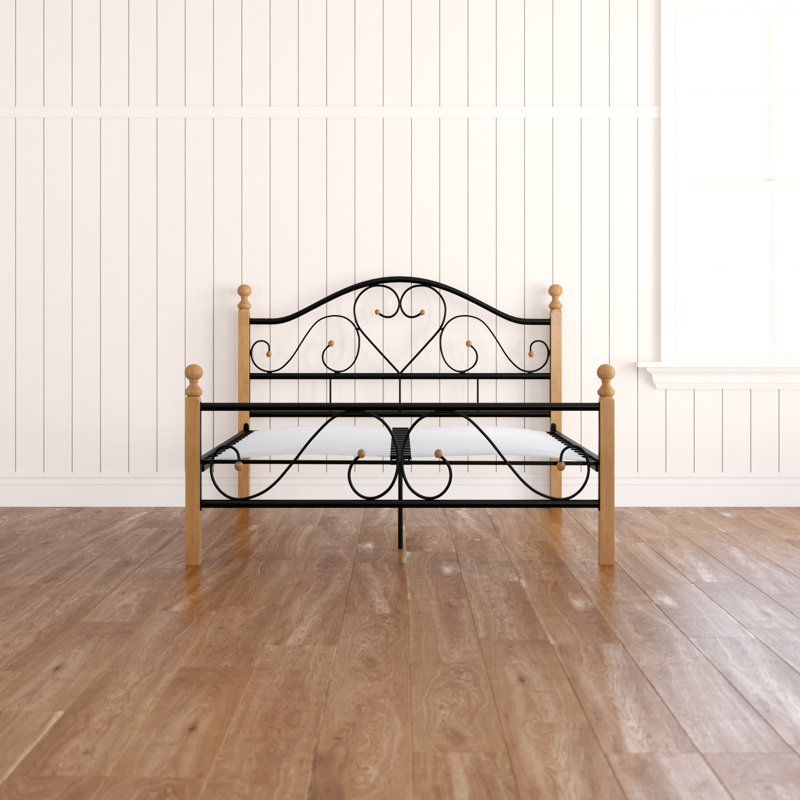 Wannamaker Metal Bed, Beige/Black, European Kingsize (160 x 200 cm)