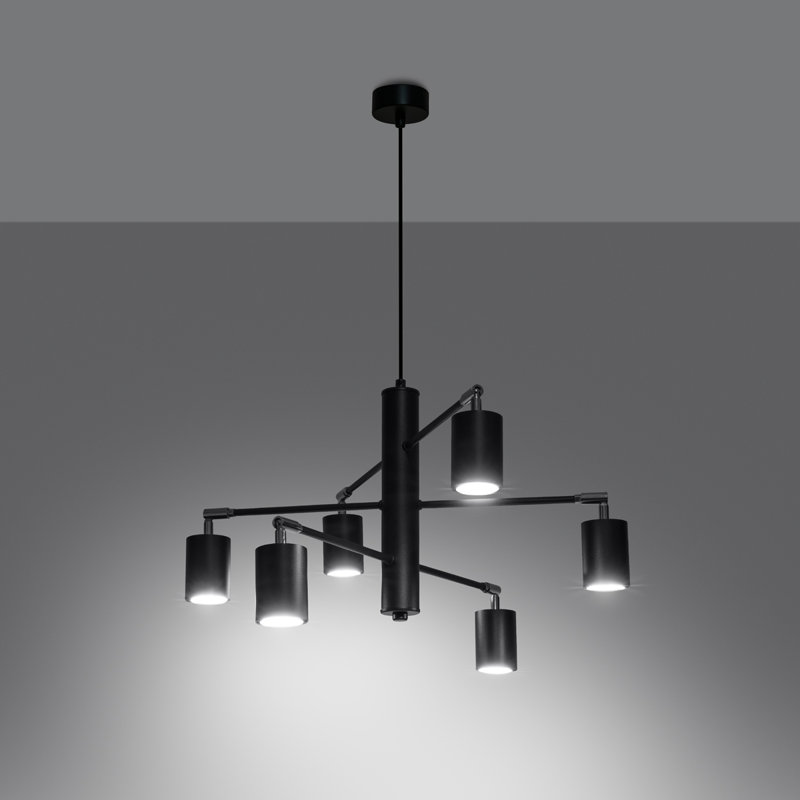 6 - Light Chandelier, Black